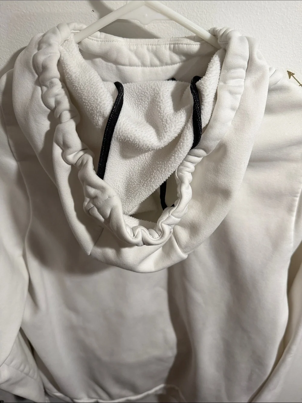 Nike White Hoodie with Black Swoosh and Drawstrings